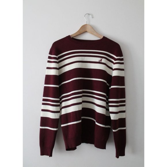 Adidem Asterisks High Twist French Knit Sweaters Burgundy Cream Size Small - Picture 2 of 8